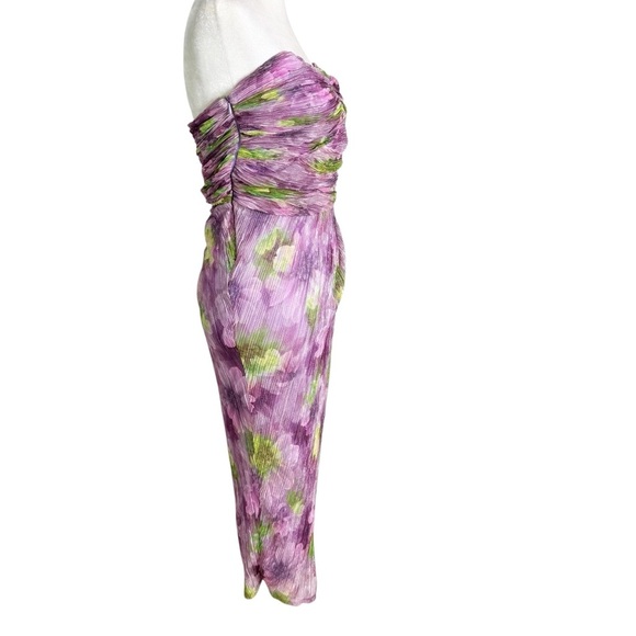 NWT Badgley Mischa Strapless Metallic Floral Mesh Dress Purple Size 8 - Picture 6 of 9